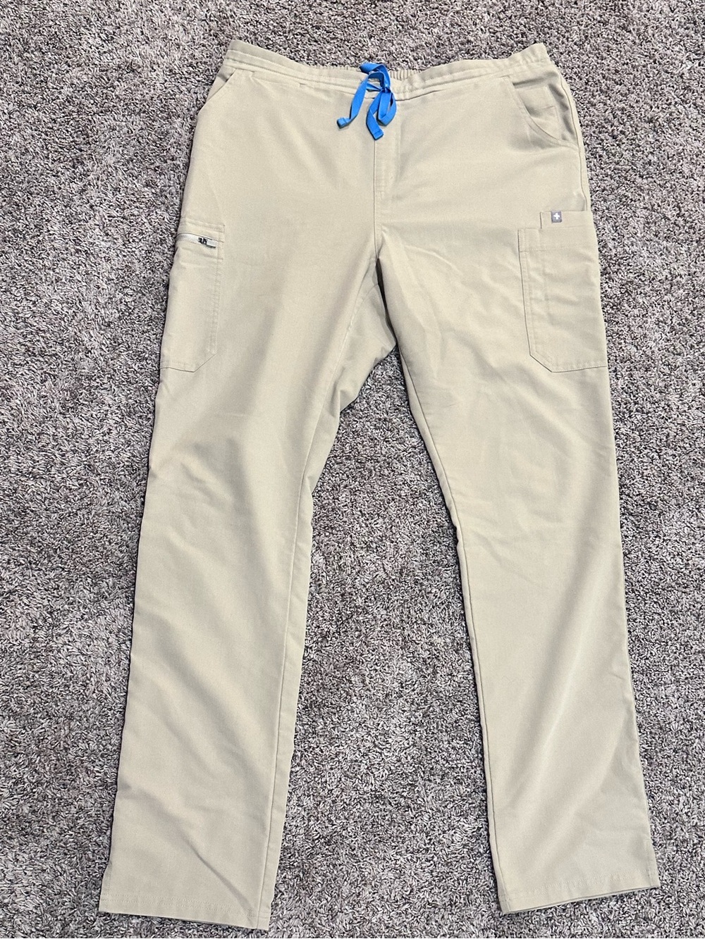Figs Khaki color Yola Scrub Pants with Blue Drawstring